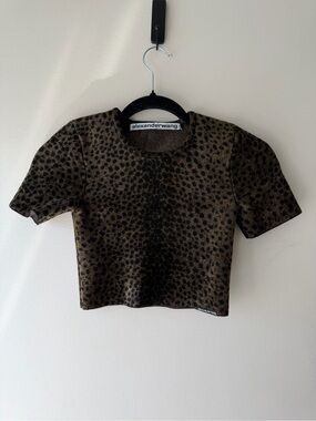 Alexander Wang Chenille Leopard Print Crop Top